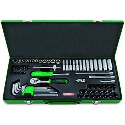 TOPTUL GCAD7202 Jeu de douilles 72 pièces - Hexagonale, Cruciforme, Pozidriv, Torx, Plat, Articulé TOPTUL GCAD7202 Jeu de douilles 72 pièces - Hexagonale, Cruciforme, Pozidriv, Torx, Plat, Articulé