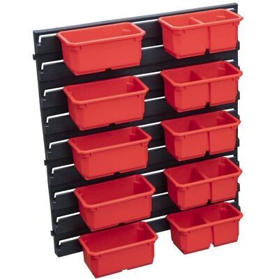Parete da officina modulare QBRICK con 10 contenitori - Sistema di stoccaggio Parete da officina modulare QBRICK con 10 contenitori - Sistema di stoccaggio