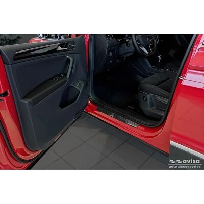 AVISA Protecteurs de seuil en acier inoxydable - Noir - Convient pour VW Tiguan 2016-2020, 2020-2024 - 4 pièces AVISA Protecteurs de seuil en acier inoxydable - Noir - Convient pour VW Tiguan 2016-2020, 2020-2024 - 4 pièces