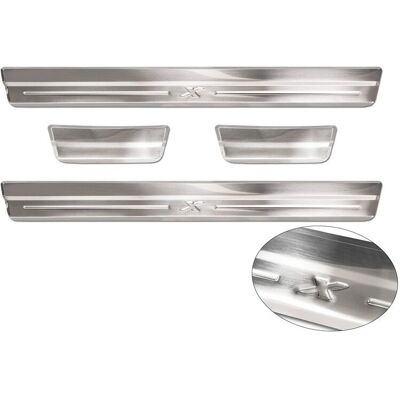 AVISA Protecteurs de seuil en acier inoxydable pour Toyota Aygo X - 4 pièces AVISA Protecteurs de seuil en acier inoxydable pour Toyota Aygo X - 4 pièces