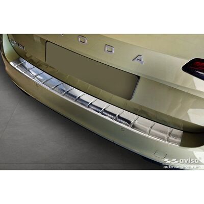 AVISA Protecteur de pare-chocs arrière en acier inoxydable - Adapté pour Skoda Superb IV Combi - 2023 AVISA Protecteur de pare-chocs arrière en acier inoxydable - Adapté pour Skoda Superb IV Combi - 2023