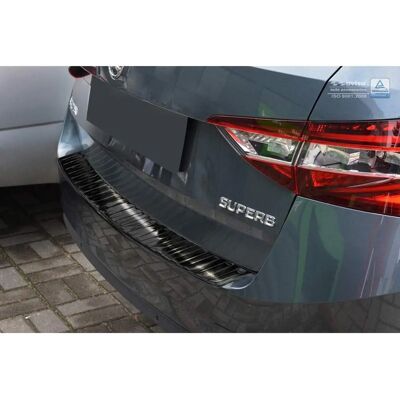 Skoda Rear Bumper Protector - Ribs - Stainless Steel - Black Skoda Rear Bumper Protector - Ribs - Stainless Steel - Black