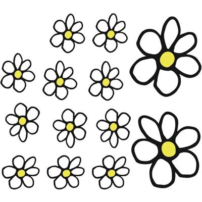AVISA Design Floral Adhésif - Blanc/Jaune - 13,5x15,5cm - Décoration Florale AVISA Design Floral Adhésif - Blanc/Jaune - 13,5x15,5cm - Décoration Florale