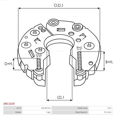 AS-PL ARC1019 - Gleichrichterbrücke für Generator AS-PL ARC1019 - Gleichrichterbrücke für Generator