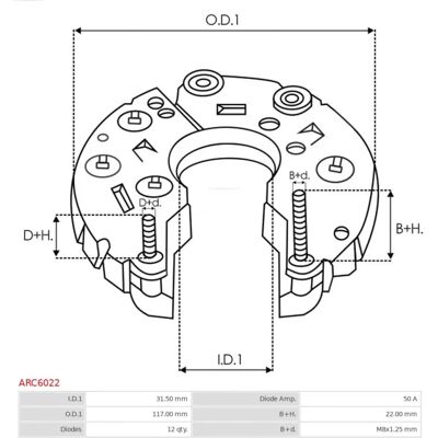 AS-PL ARC6022 Podpórka diod alternator - Alternator AS-PL ARC6022 Podpórka diod alternator - Alternator