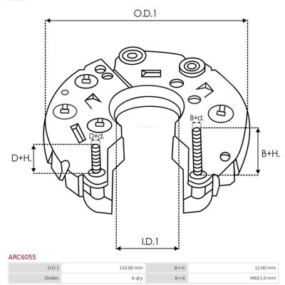 AS-PL ARC6055 - Lichtmaschinen-Diodenbrücke AS-PL ARC6055 - Lichtmaschinen-Diodenbrücke