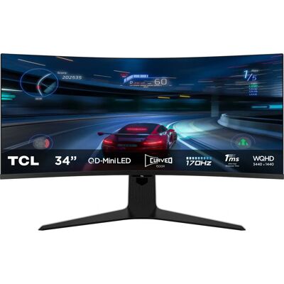 Monitor Curvo TCL 34R83Q QD-Mini LED - 34" WQHD, 170Hz, HDR Monitor Curvo TCL 34R83Q QD-Mini LED - 34" WQHD, 170Hz, HDR