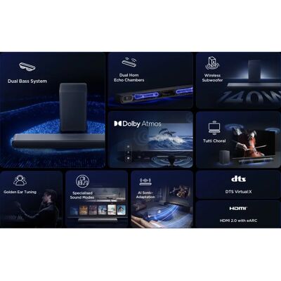 TCL S55HK 2.1 Channel Wireless Soundbar with Dolby Atmos & DTS Virtual:X - sound bars TCL S55HK 2.1 Channel Wireless Soundbar with Dolby Atmos & DTS Virtual:X - sound bars