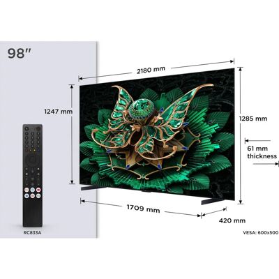TCL 98C7K 4K UltraHD Smart TV - Metaal TCL 98C7K 4K UltraHD Smart TV - Metaal