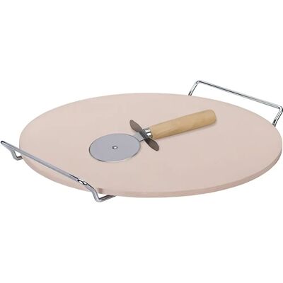 Piedra para Hornear Pizza de Cerámica Smile 33cm - Soporte y Corta-pizzas Piedra para Hornear Pizza de Cerámica Smile 33cm - Soporte y Corta-pizzas
