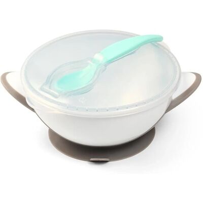 BabyOno Be Active Ciotola con Cucchiaio - Set stoviglie bambini, Grigio, 2 pezzi BabyOno Be Active Ciotola con Cucchiaio - Set stoviglie bambini, Grigio, 2 pezzi