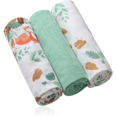 Babyono Musselinkluter - 3er Pack - Grün Wald - Baby Spucktücher Babyono Musselinkluter - 3er Pack - Grün Wald - Baby Spucktücher