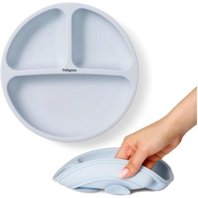 Babyono Modrý silikonový talíř s přísavkou - Baby Plate Babyono Modrý silikonový talíř s přísavkou - Baby Plate