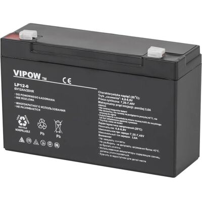 Gélová baterie VIPOW 6V 12Ah - Baterie Gélová baterie VIPOW 6V 12Ah - Baterie