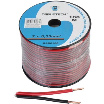 Cabletech Cable de altavoz 0,35mm - CCA, 100m, Negro y Rojo Cabletech Cable de altavoz 0,35mm - CCA, 100m, Negro y Rojo