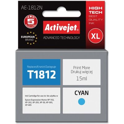 Cartouche d'encre Cyan Activejet AE-1812N - Haute Capacité, Compatible Epson Cartouche d'encre Cyan Activejet AE-1812N - Haute Capacité, Compatible Epson