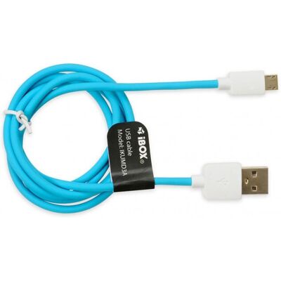 Câble USB Micro-USB A/USB A I-box 1 m Bleu - Publicité Câble USB Micro-USB A/USB A I-box 1 m Bleu - Publicité