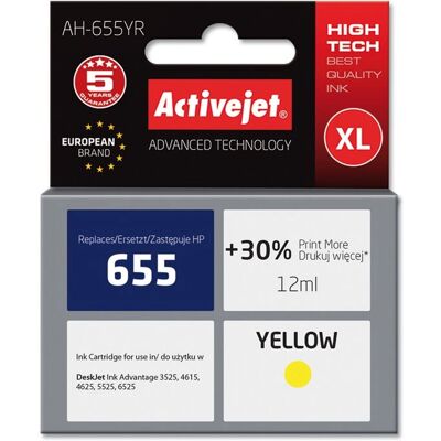 Cartouche d'Encre Jaune ActiveJet AH-655YR - Haute Capacité (XL) Cartouche d'Encre Jaune ActiveJet AH-655YR - Haute Capacité (XL)