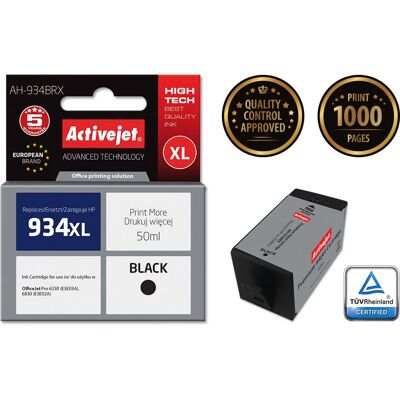 Cartucho de tinta preta Activejet AH-934BRX - Consumível para impressora Cartucho de tinta preta Activejet AH-934BRX - Consumível para impressora