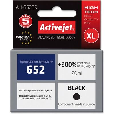 Cartouche d'encre noire Activejet AH-652BR - Jet d'encre, 20ml, 1100 pages Cartouche d'encre noire Activejet AH-652BR - Jet d'encre, 20ml, 1100 pages