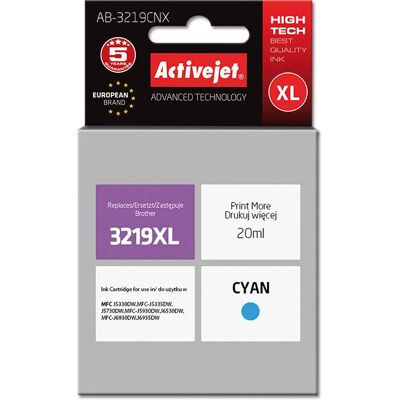 Cartouche d'encre Cyan Activejet AB-3219CNX - Haute Capacité - Compatible Brother Cartouche d'encre Cyan Activejet AB-3219CNX - Haute Capacité - Compatible Brother