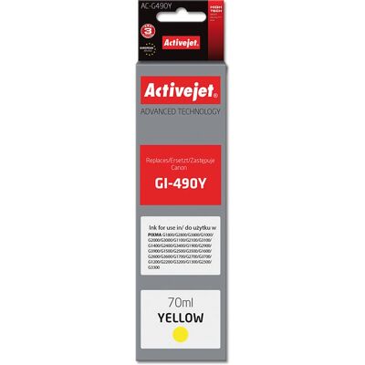 Cartouche d'encre jaune Activejet AC-G490Y - 70ml, Compatible, Haute capacité - Publicité Cartouche d'encre jaune Activejet AC-G490Y - 70ml, Compatible, Haute capacité - Publicité