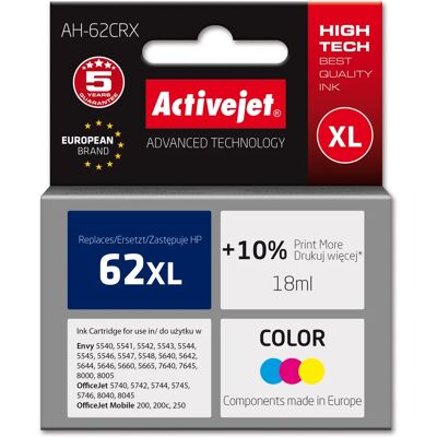 Cartucho de Tinta Activejet AH-62CRX Ciano/Magenta/Amarelo - Cartucho para Impressora Cartucho de Tinta Activejet AH-62CRX Ciano/Magenta/Amarelo - Cartucho para Impressora