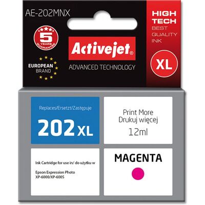 Cartouche d'encre Magenta Activejet AE-202MNX - Haute Capacité - Compatible Epson 202XL Cartouche d'encre Magenta Activejet AE-202MNX - Haute Capacité - Compatible Epson 202XL
