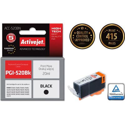 Cartucho de Tinta Activejet ACC-520BN - Alta Produção, Preto Cartucho de Tinta Activejet ACC-520BN - Alta Produção, Preto