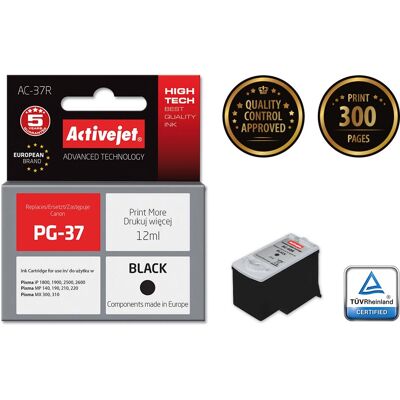 Cartucho de tinta preto Activejet AC-37R - Tinta, 12 ml, Alta capacidade Cartucho de tinta preto Activejet AC-37R - Tinta, 12 ml, Alta capacidade