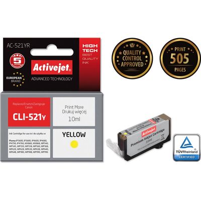 Cartouche d'encre jaune Activejet AC-521YR - Haute capacité Cartouche d'encre jaune Activejet AC-521YR - Haute capacité