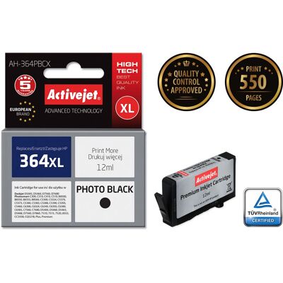 Cartucho de tinta Activejet AH-364PBCX - Preto para fotografia - Alta capacidade (XL) - Cartucho de tinta Cartucho de tinta Activejet AH-364PBCX - Preto para fotografia - Alta capacidade (XL) - Cartucho de tinta