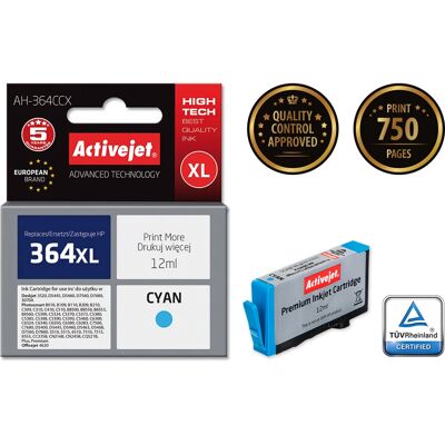Cartucho de Tinta Cyan Activejet AH-364CCX - Alto Rendimento Cartucho de Tinta Cyan Activejet AH-364CCX - Alto Rendimento