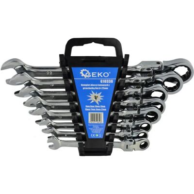 GEKO 8-osainen ratasavainkoko - 8-22mm, Cr-V GEKO 8-osainen ratasavainkoko - 8-22mm, Cr-V
