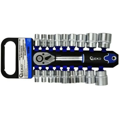 GEKO 19-teiliges Steckschlüsselsatz - 8-32 mm, CrV-Stahl GEKO 19-teiliges Steckschlüsselsatz - 8-32 mm, CrV-Stahl