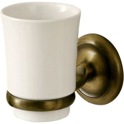 Bisk Retro Badezimmer Antik Messing Wandmontierter Keramik Zahnbürstenbecher - Badezimmerzubehör Bisk Retro Badezimmer Antik Messing Wandmontierter Keramik Zahnbürstenbecher - Badezimmerzubehör