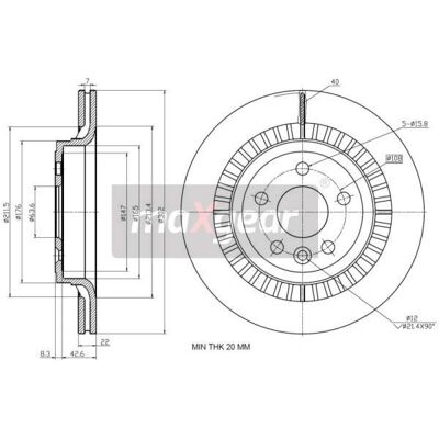 MAXGEAR Volvo XC60 Bakre 22mm Ventilerad Bromsskiva - Bromsskiva MAXGEAR Volvo XC60 Bakre 22mm Ventilerad Bromsskiva - Bromsskiva