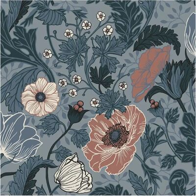 Galerie Anemone Blauw/Roze Behang - Behang Galerie Anemone Blauw/Roze Behang - Behang