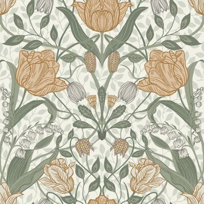 Galerie Tulp behang Wit Geel - Behang Galerie Tulp behang Wit Geel - Behang