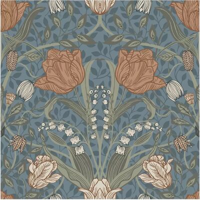 Tulpenbehang Blau Blush - Behang Tulpenbehang Blau Blush - Behang