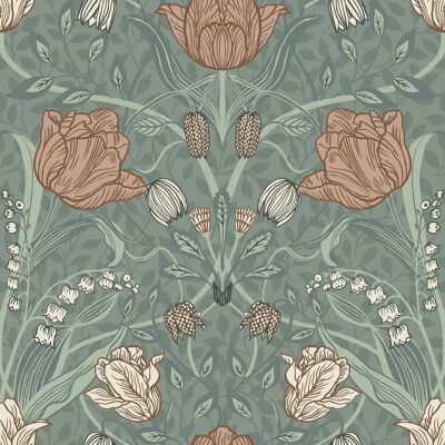 Galerie Tulp Behang Groen Roze - Behang Galerie Tulp Behang Groen Roze - Behang