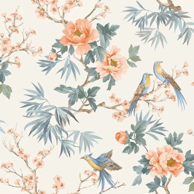 Rasch Orange/White Bird Wallpaper - Wallpaper Rasch Orange/White Bird Wallpaper - Wallpaper