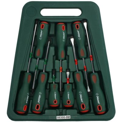 HANS 06300-9M Conjunto de chaves de fenda - Plano, Phillips, PZ - 9 peças HANS 06300-9M Conjunto de chaves de fenda - Plano, Phillips, PZ - 9 peças