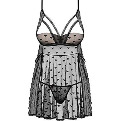 Obsessive Heartia Babydoll - Motiv srdce, Otevřené košíčky - Babydoll Obsessive Heartia Babydoll - Motiv srdce, Otevřené košíčky - Babydoll