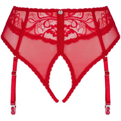 Červená krajková krajka s podvazky od Obsessive - sexy a otevřený rozkrok Červená krajková krajka s podvazky od Obsessive - sexy a otevřený rozkrok