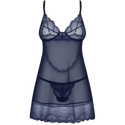 Obsessive Navy Przezroczysta Koronka Nocna - XL - Bielizna Obsessive Navy Przezroczysta Koronka Nocna - XL - Bielizna