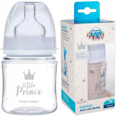 Canpol Babies Royal Baby Babyflasche - 120ml, Blau, Anti-Kolik, Weites Hals Canpol Babies Royal Baby Babyflasche - 120ml, Blau, Anti-Kolik, Weites Hals