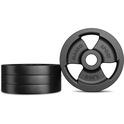 Disc de greutate din fontă gri - 2,5kg - ø31mm - Tri-Grip - Marbo Sport Disc de greutate din fontă gri - 2,5kg - ø31mm - Tri-Grip - Marbo Sport