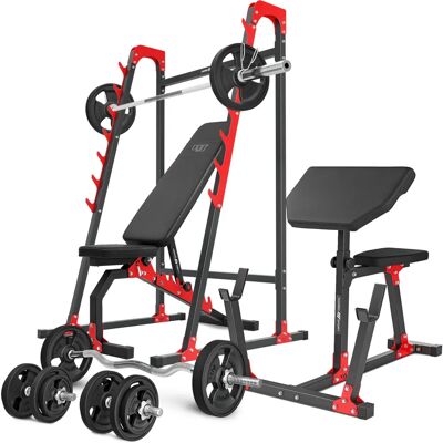 Set per Palestra Casalinga Regolabile Marbo Sport - 83kg Pesate & Supporti Set per Palestra Casalinga Regolabile Marbo Sport - 83kg Pesate & Supporti