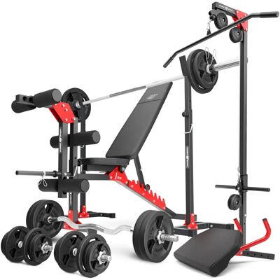 Set de Gimnasio en Casa Marbo Sport - Banco ajustable, soportes, pesos Set de Gimnasio en Casa Marbo Sport - Banco ajustable, soportes, pesos